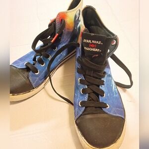 Star Wars Skecher High Top Sneakers Darth Vader Space Galaxy Print Kids Size 5.5